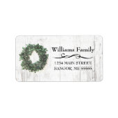 Rustiek verweerd hout krans retouradres etiket (Voorkant)