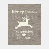 Rustiek Verweerd Hout Rendier Familie Kerstmis Fleece Deken (Voorkant)