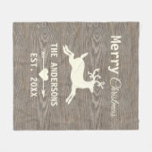 Rustiek Verweerd Hout Rendier Familie Kerstmis Fleece Deken (Voorkant (Horizontaal))