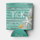 Rustiek verweerd hout zeesterren | Aqua Blikjeskoeler (Voorkant)