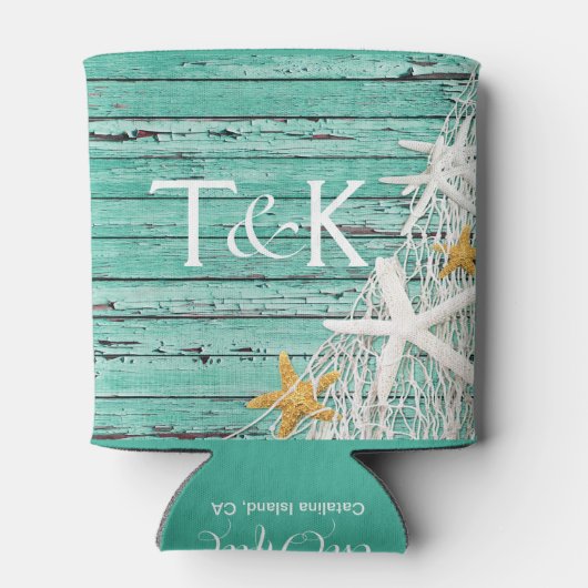 Rustiek verweerd hout zeesterren | Aqua Blikjeskoeler (Achterkant)