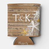 Rustiek verweerd hout zeesterren | bruin blikjeskoeler (Voorkant)