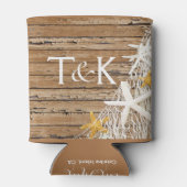 Rustiek verweerd hout zeesterren | bruin blikjeskoeler (Achterkant)