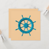 Rustiek Verweerde Boot Stuurwiel Foto Afbeelding Kaart (Voorkant / Achterkant in situ)