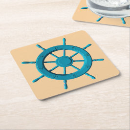 Rustiek Verweerde Boot Stuurwiel Foto Afbeelding Kartonnen Onderzetters