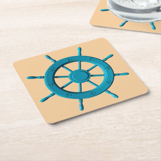 Rustiek Verweerde Boot Stuurwiel Foto Afbeelding Kartonnen Onderzetters (Schuin)