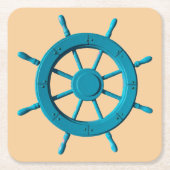 Rustiek Verweerde Boot Stuurwiel Foto Afbeelding Kartonnen Onderzetters (Voorkant)