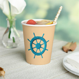 Rustiek Verweerde Boot Stuurwiel Foto Afbeelding Papieren Bekers