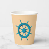 Rustiek Verweerde Boot Stuurwiel Foto Afbeelding Papieren Bekers (Voorkant)