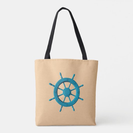 Rustiek Verweerde Boot Stuurwiel Foto Afbeelding Tote Bag (Achterkant)