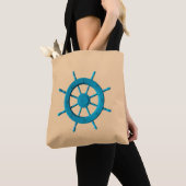 Rustiek Verweerde Boot Stuurwiel Foto Afbeelding Tote Bag (Dichtbij)