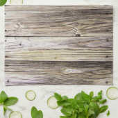 Rustiek verweerde houten planken van Old Dock Theedoek (Gevouwen)