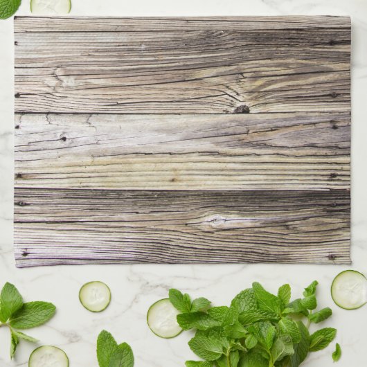 Rustiek verweerde houten planken van Old Dock Theedoek (Gevouwen)