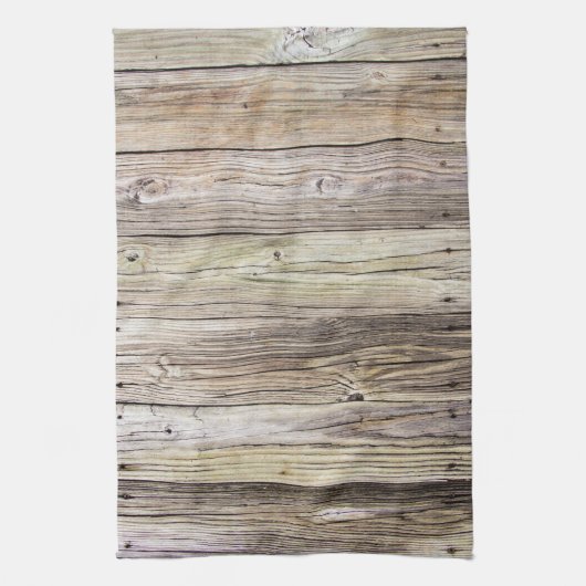 Rustiek verweerde houten planken van Old Dock Theedoek (Verticaal)