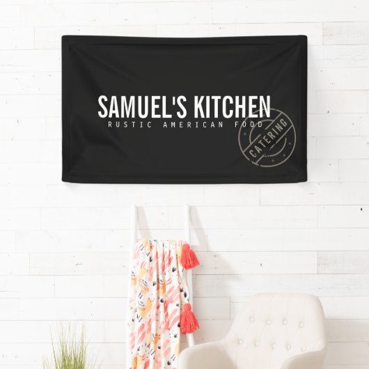 rustiek vet gestempeld Logo donkergrijs Spandoek (Insitu)