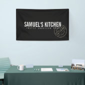 rustiek vet gestempeld Logo donkergrijs Spandoek (Beurs)