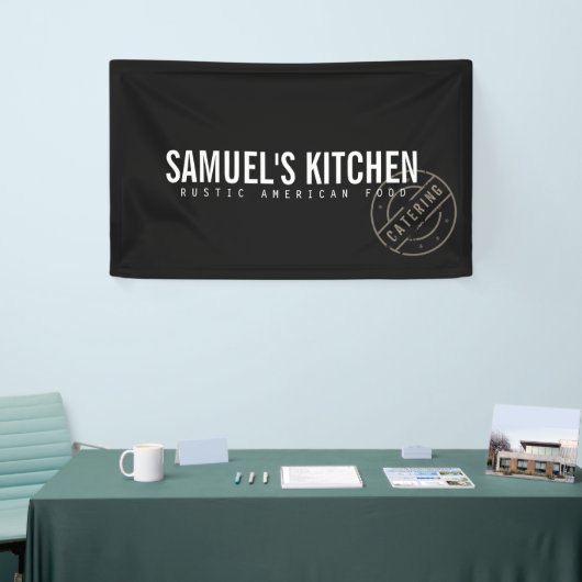 rustiek vet gestempeld Logo donkergrijs Spandoek (Beurs)