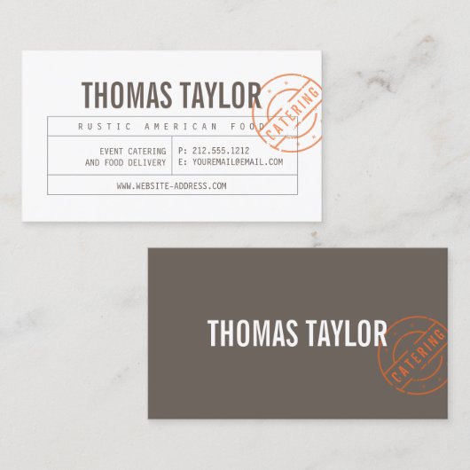  rustiek vet gestempeld wit / bruin visitekaartje (Voorkant / Achterkant)