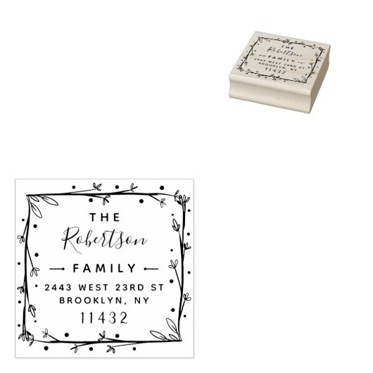 Rustiek Vierkant Stijlvol Script Familie Retouradr Rubberstempel (Gestempeld)