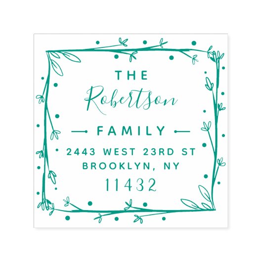 Rustiek Vierkant Stijlvol Script Familie Retouradr Zelfinktende Stempel (Design)