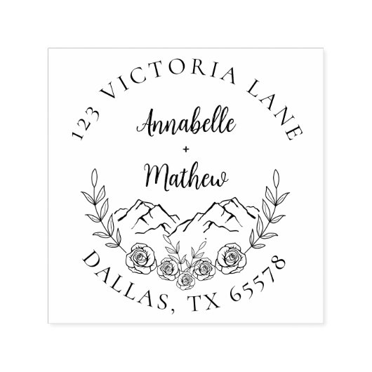 Rustiek & Vintage Bruiloft Paar Retouradres Zelfinktende Stempel (Design)