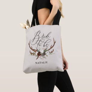 Rustiek vintage gebladerte + geweitakken bruid om tote bag