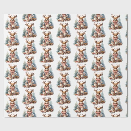 Rustiek vintage kerst inpakpapier (Vlak)