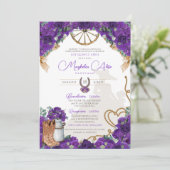 Rustiek Violet Paarse Westerne Charro Quinceañera Kaart (Staand voorkant)