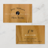 Rustiek visitekaartje met muzieknoot op hout (Voorkant / Achterkant)