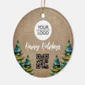 Rustiek Voeg uw Logo QR Code Aangepaste Tekst Prom Keramisch Ornament (Links)
