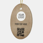 Rustiek Voeg uw Logo QR Code Aangepaste Tekst Prom Keramisch Ornament (Links)