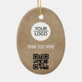 Rustiek Voeg uw Logo QR Code Aangepaste Tekst Prom Keramisch Ornament (Achterkant)