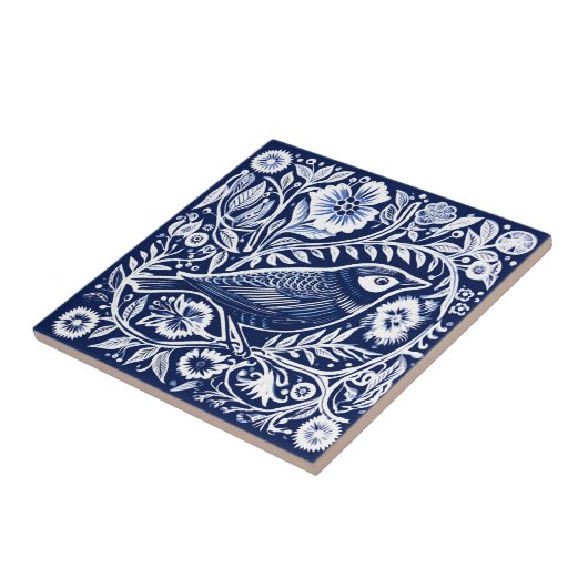 Rustiek Vogel Keramisch Tegeltje (Zijkant)