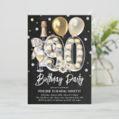 Rustiek Volwassen 90ste Verjaardagsfeest Kaart (Staand voorkant)