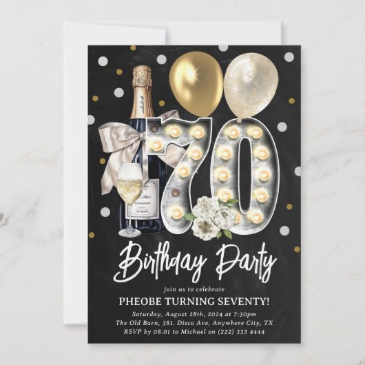 Rustiek Volwassene 70e Verjaardagsfeestje Kaart (Voorkant)