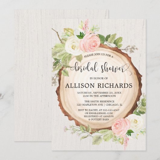 Rustiek vrijgezellenfeest blush roze bos bossen kaart (Voorkant / Achterkant)