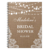 Rustiek Vrijgezellenfeest Burlap Lights Kant Cadea Notitieboek (Voorkant)