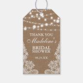 Rustiek Vrijgezellenfeest Burlap Lights Kant Dank Cadeaulabel (Voorkant)