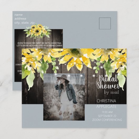 Rustiek Vrijgezellenfeest door Mail Zonnebloem & F Uitnodiging Briefkaart (Voorkant / Achterkant)