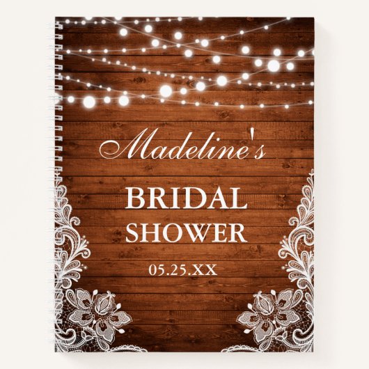 Rustiek Vrijgezellenfeest Houten Kant Lights Cadea Notitieboek (Voorkant)