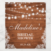 Rustiek Vrijgezellenfeest Houten Kant String Light Wijn Etiket (Enkel label)