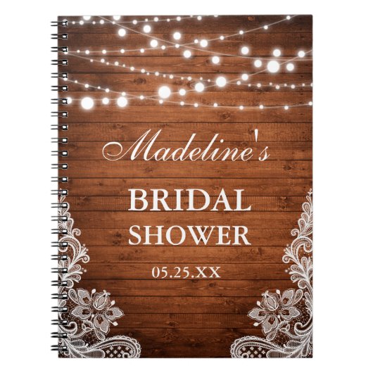 Rustiek Vrijgezellenfeest Houten Lichten Kant Gesc Notitieboek (Voorkant)