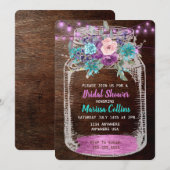 Rustiek Vrijgezellenfeest, Mason Jar, hangende lic Kaart (Voorkant / Achterkant)