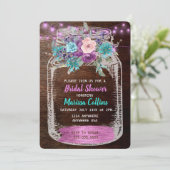 Rustiek Vrijgezellenfeest, Mason Jar, hangende lic Kaart (Staand voorkant)