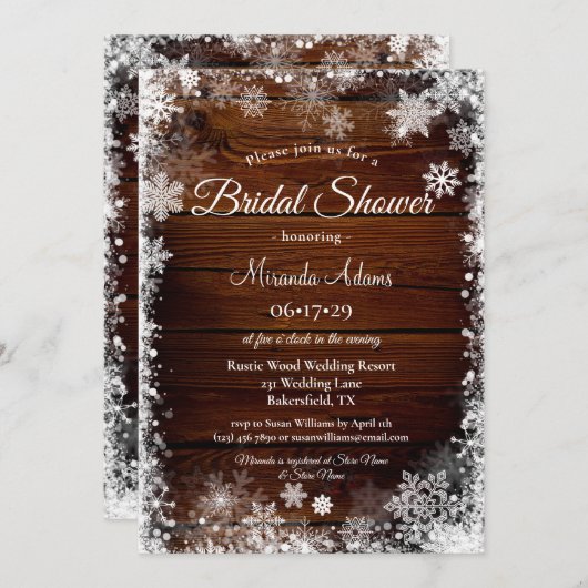 Rustiek Vrijgezellenfeest van hout en sneeuw Kaart (Voorkant / Achterkant)