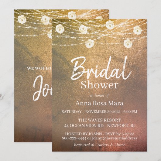 *~* Rustiek Vrijgezellenfeest White Rose String Li Kaart (Voorkant / Achterkant)