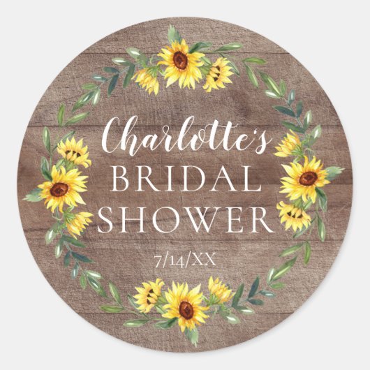 Rustiek Vrolijk Geel Zonnebloem Vrijgezellenfeest Ronde Sticker (Voorkant)