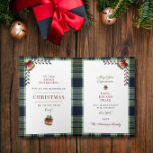 Rustiek Vrolijk Kerst Blauw Rood Plaid 1 Foto Kaart