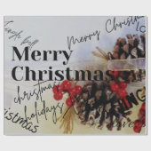 Rustiek vrolijk kerstcadeau cadeaupapier (Vlak)