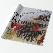 Rustiek vrolijk kerstcadeau cadeaupapier (Uitgerold)